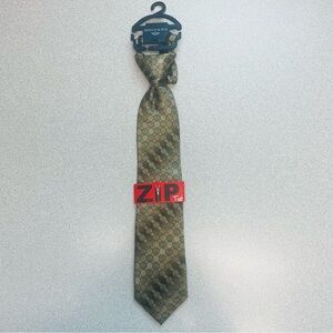 Dockers 100% Silk Zip Tie Brown and Green Boy's